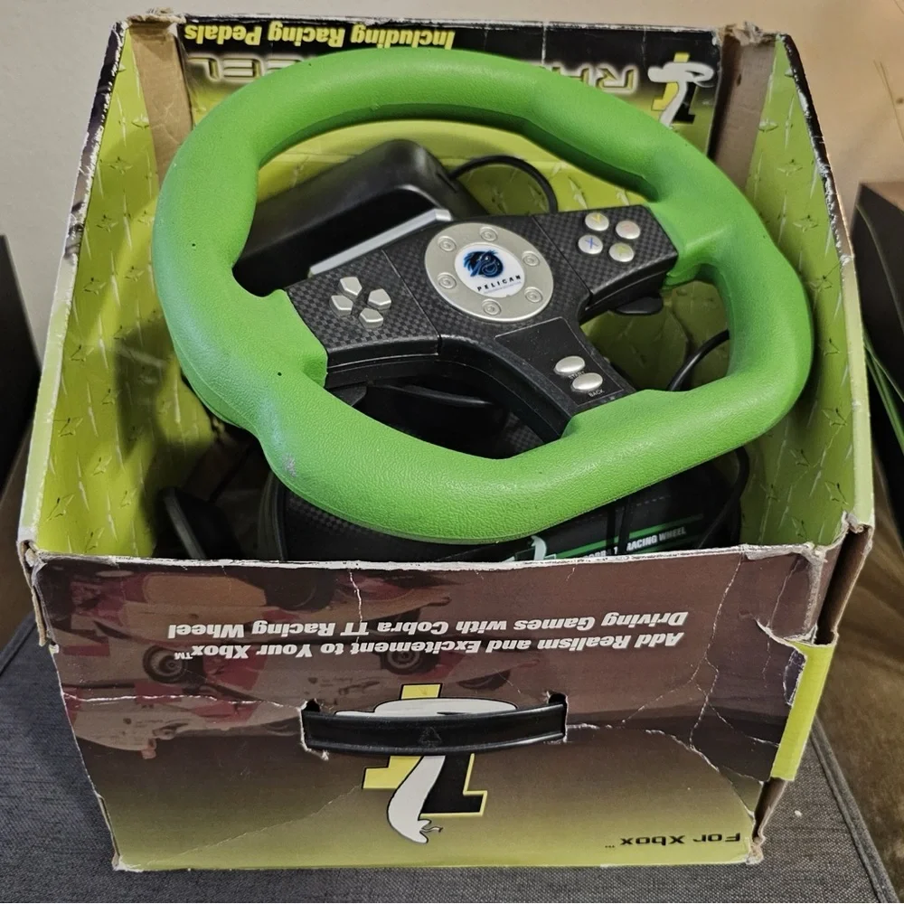 Pelican Steering Wheel & Pedals for First-Gen XBox, used, tested, works great